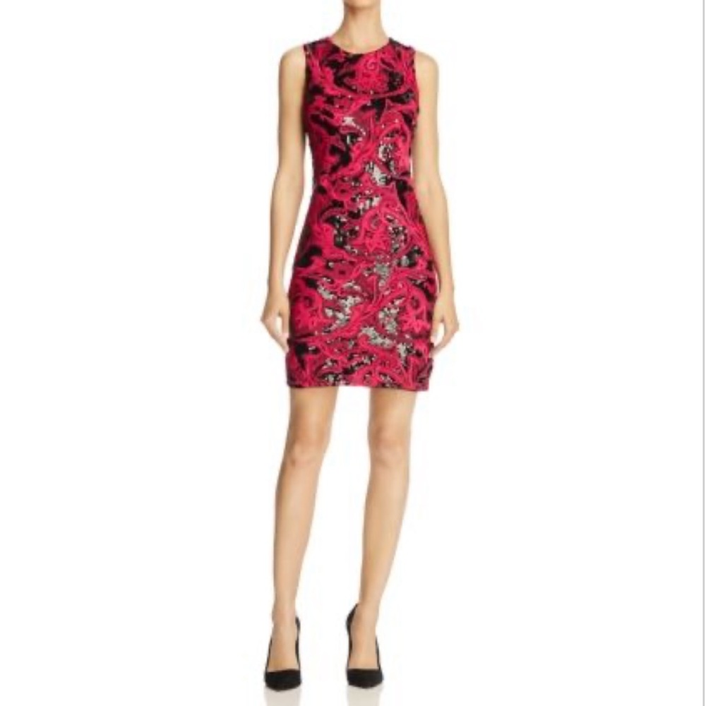 NWT ALICE +OLIVIA PINK NAT EMBELLISHED SEQUIN DRESS SIZE 0